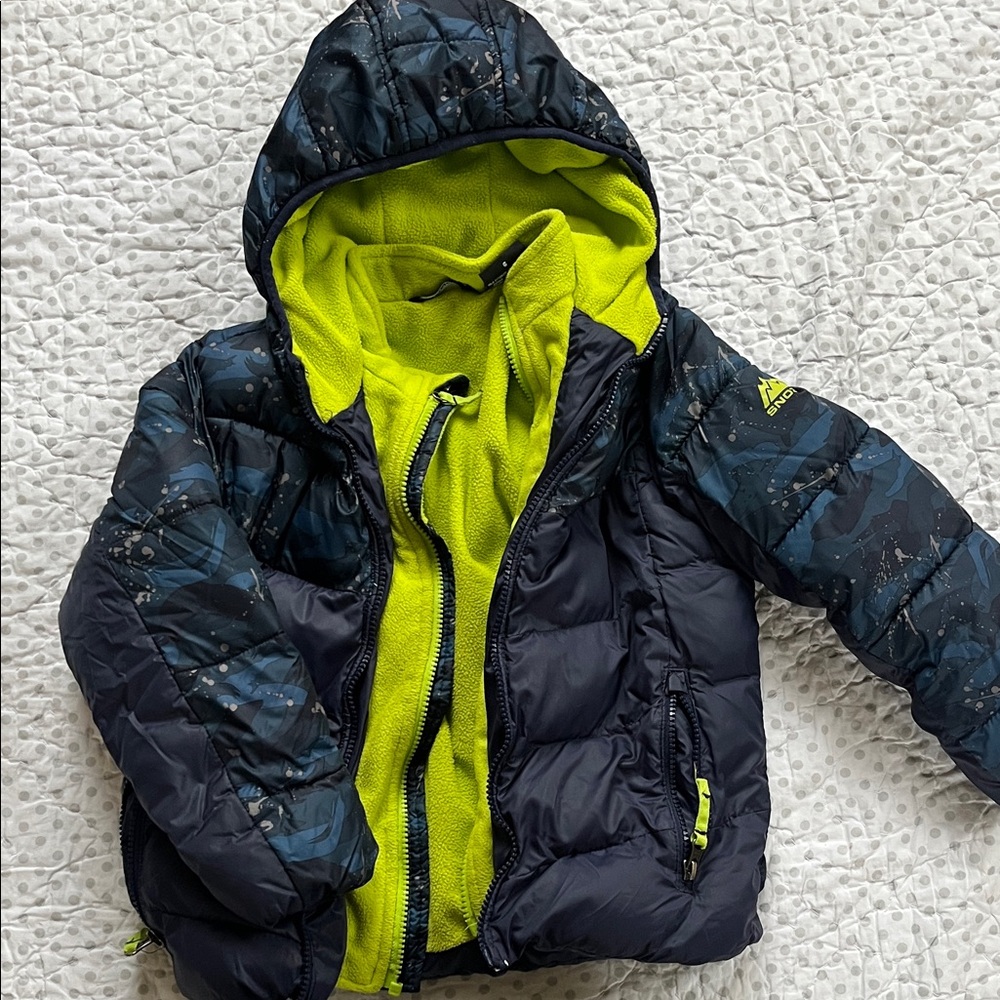 Size 6 Kids Navy and Neon Green Jacket